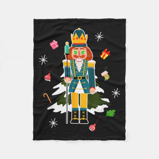 Pastel Christmas Nutcracker In Snow Christmas Fleecedecke (Vorderseite)