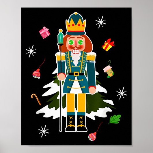 Pastel Christmas Nutcracker In Snow Christmas Poster (Vorne)