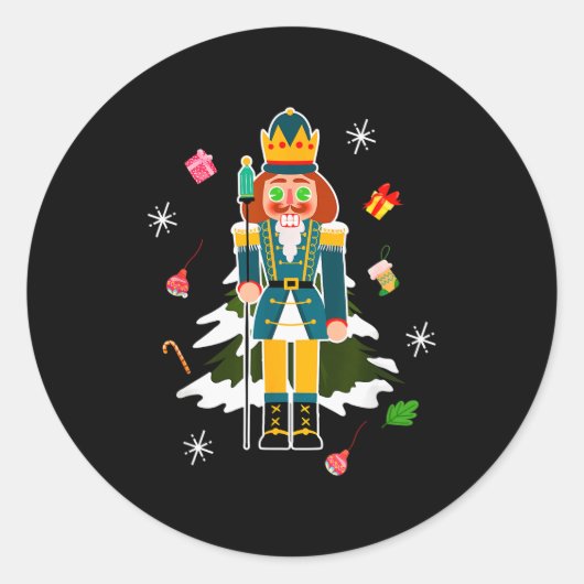 Pastel Christmas Nutcracker In Snow Christmas Runder Aufkleber (Vorderseite)