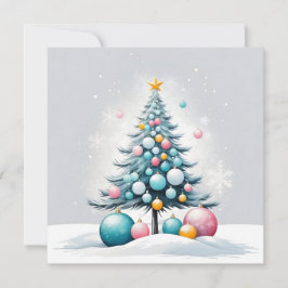 Pastel Christmas | Oversized Blue Pink Ornaments Feiertagskarte