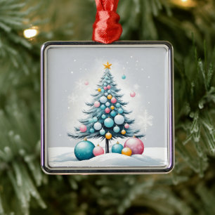 Pastel Christmas Oversized Blue Pink Ornaments Ornament Aus Metall