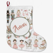 Pastel Christmas Pattern Custom Name Stocking Großer Weihnachtsstrumpf (Vorderseite)