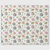 Pastel Christmas Pattern Wrapping Paper Geschenkpapier (Flach)