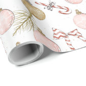 Pastel Christmas Pink Ornamente Geschenkpapier (Rolleneckpunkt)