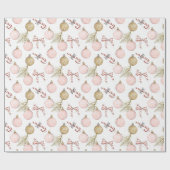Pastel Christmas Pink Ornamente Geschenkpapier (Flach)