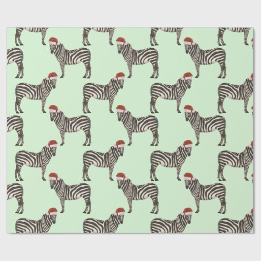 Pastel Christmas Safari Tiere Mint Zebra Geschenkpapier (Flach)