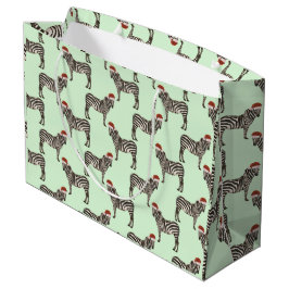 Pastel Christmas Safari Tiere Mint Zebra Große Geschenktüte