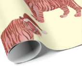 Pastel Christmas Safari Tiere Pink Tiger Geschenkpapier (Rolleneckpunkt)