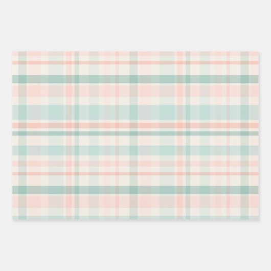 Pastel Christmas Snowmen Stars Plaid Geschenkpapier Set (Vorderseite)