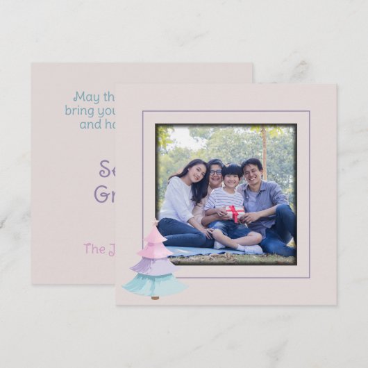 Pastel Christmas Tree Feiertagskarte (Vorne/Hinten)