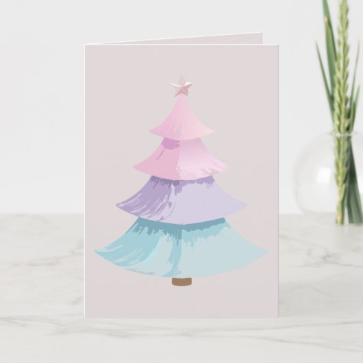 Pastel Christmas Tree Feiertagskarte (Vorderseite)