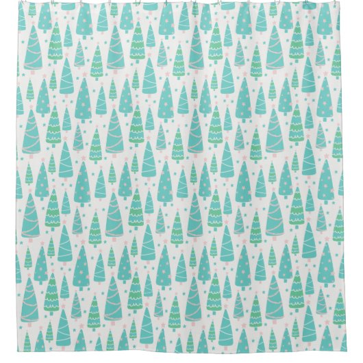 Pastel Christmas Tree Forest Duschvorhang (Vorderseite)