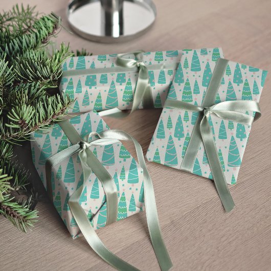 Pastel Christmas Tree Forest Geschenkpapier
