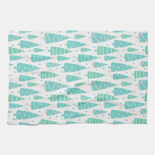 Pastel Christmas Tree Forest Geschirrtuch (Horizontal)