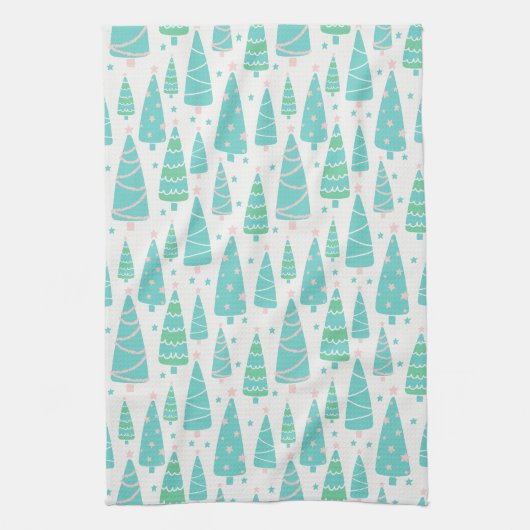 Pastel Christmas Tree Forest Geschirrtuch (Vertikal)