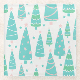 Pastel Christmas Tree Forest Glasuntersetzer