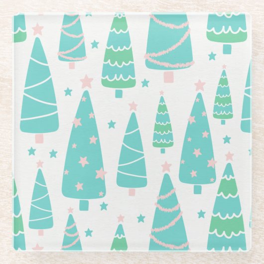 Pastel Christmas Tree Forest Glasuntersetzer (Vorderseite)