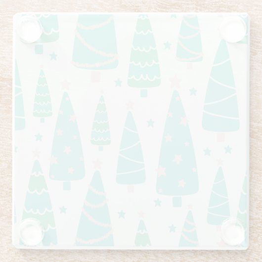 Pastel Christmas Tree Forest Glasuntersetzer (Rückseite)