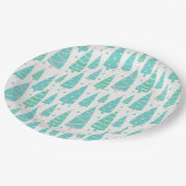 Pastel Christmas Tree Forest Pappteller (Schrägansicht)