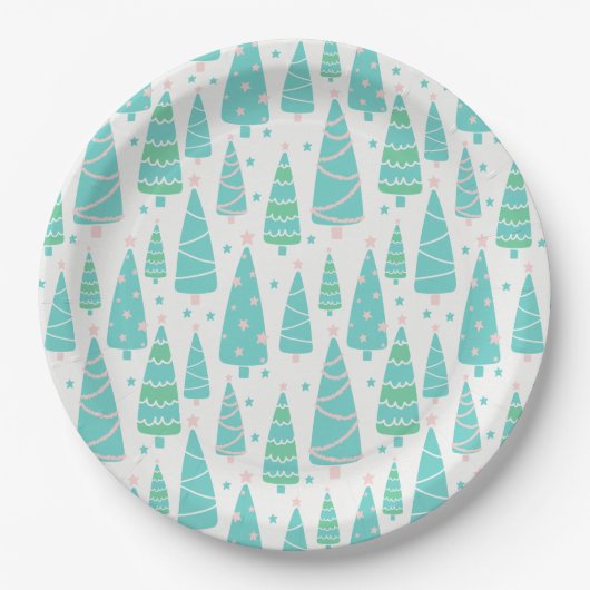 Pastel Christmas Tree Forest Pappteller (Vorderseite)
