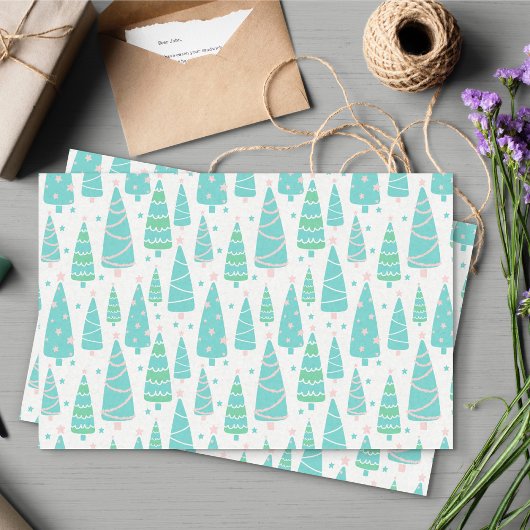 Pastel Christmas Tree Forest Seidenpapier