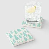 Pastel Christmas Tree Forest Steinuntersetzer (Seitenansicht)