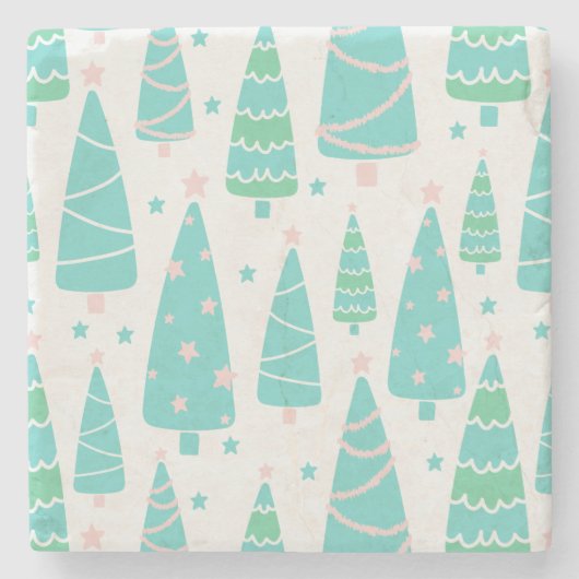 Pastel Christmas Tree Forest Steinuntersetzer (Vorderseite)