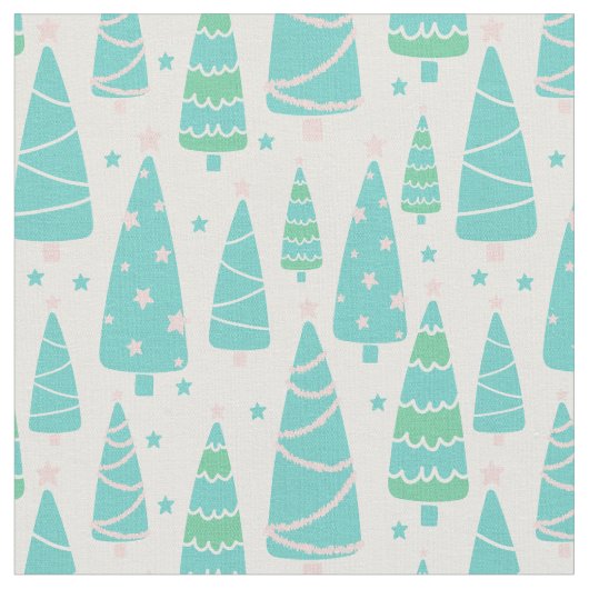 Pastel Christmas Tree Forest Stoff (Nahaufnahme)