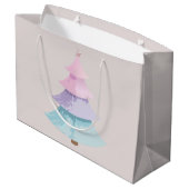 Pastel Christmas Tree Große Geschenktüte (Rückseite Schrägansicht)