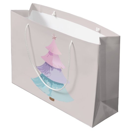 Pastel Christmas Tree Große Geschenktüte (Rückseite Schrägansicht)