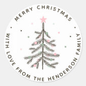 Pastel Christmas Tree Holiday Runder Aufkleber (Vorderseite)
