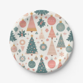 Pastel Christmas Tree Ornaments Holiday Pappteller