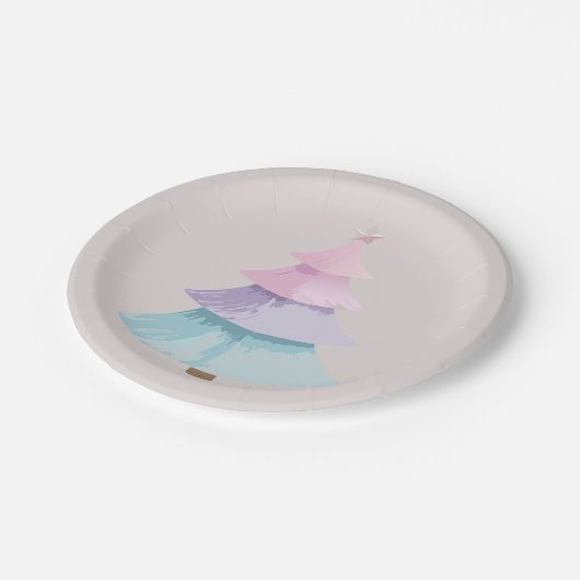 Pastel Christmas Tree Pappteller (Schrägansicht)