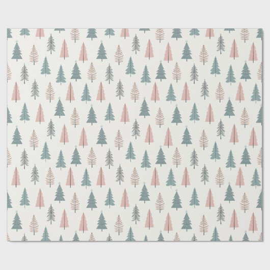 Pastel Christmas Tree Pattern Geschenkpapier (Flach)