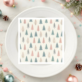 Pastel Christmas Tree Pattern Holiday Serviette