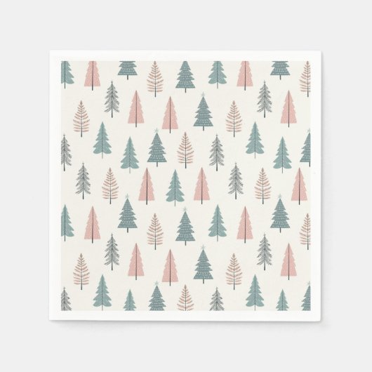 Pastel Christmas Tree Pattern Holiday Serviette (Vorderseite)