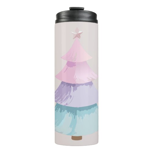 Pastel Christmas Tree Thermosbecher (Vorderseite)
