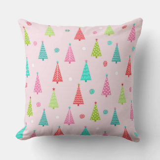 Pastel Christmas Tree Throw Pillow Kissen