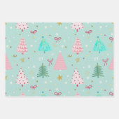 Pastel Christmas Tree Wrapping Paper Geschenkpapier Set (Vorderseite)
