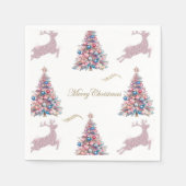 Pastel Christmas Trees and Reindeer Christmas Serviette (Vorderseite)