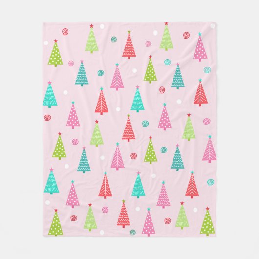 Pastel Christmas Trees Fleece Blanket (Vorderseite)