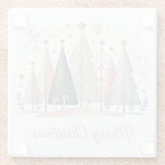 Pastel Christmas Trees Glasuntersetzer (Rückseite)