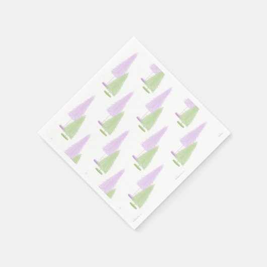 Pastel Christmas Trees Napkin Serviette (Ecke)