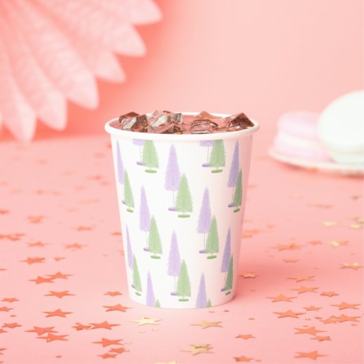 Pastel Christmas Trees Pappbecher (Insitu)
