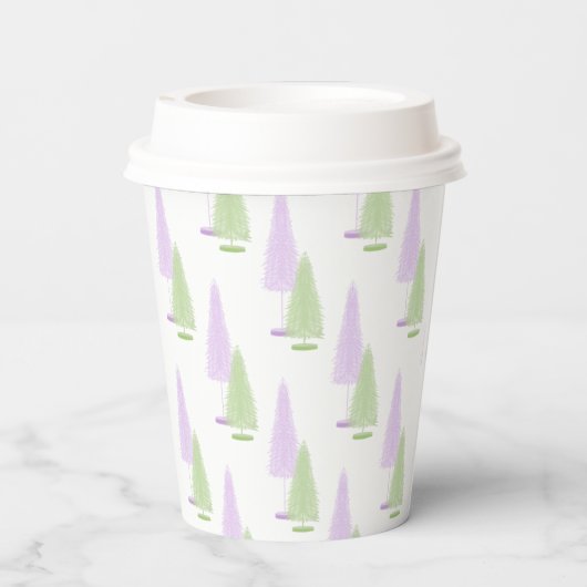 Pastel Christmas Trees Pappbecher (Rückseite)
