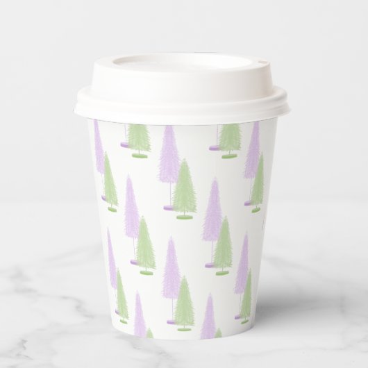 Pastel Christmas Trees Pappbecher (Vorderseite)