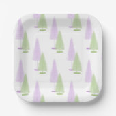 Pastel Christmas Trees Pappteller (Vorderseite)