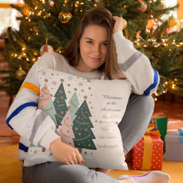 Pastel Christmas Trees Personalized Holiday Kissen
