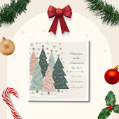 Pastel Christmas Trees Personalized Holiday Serviette