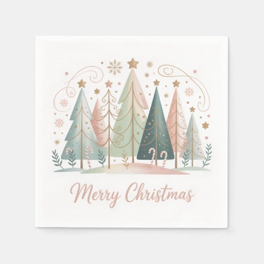 Pastel Christmas Trees Serviette (Vorderseite)